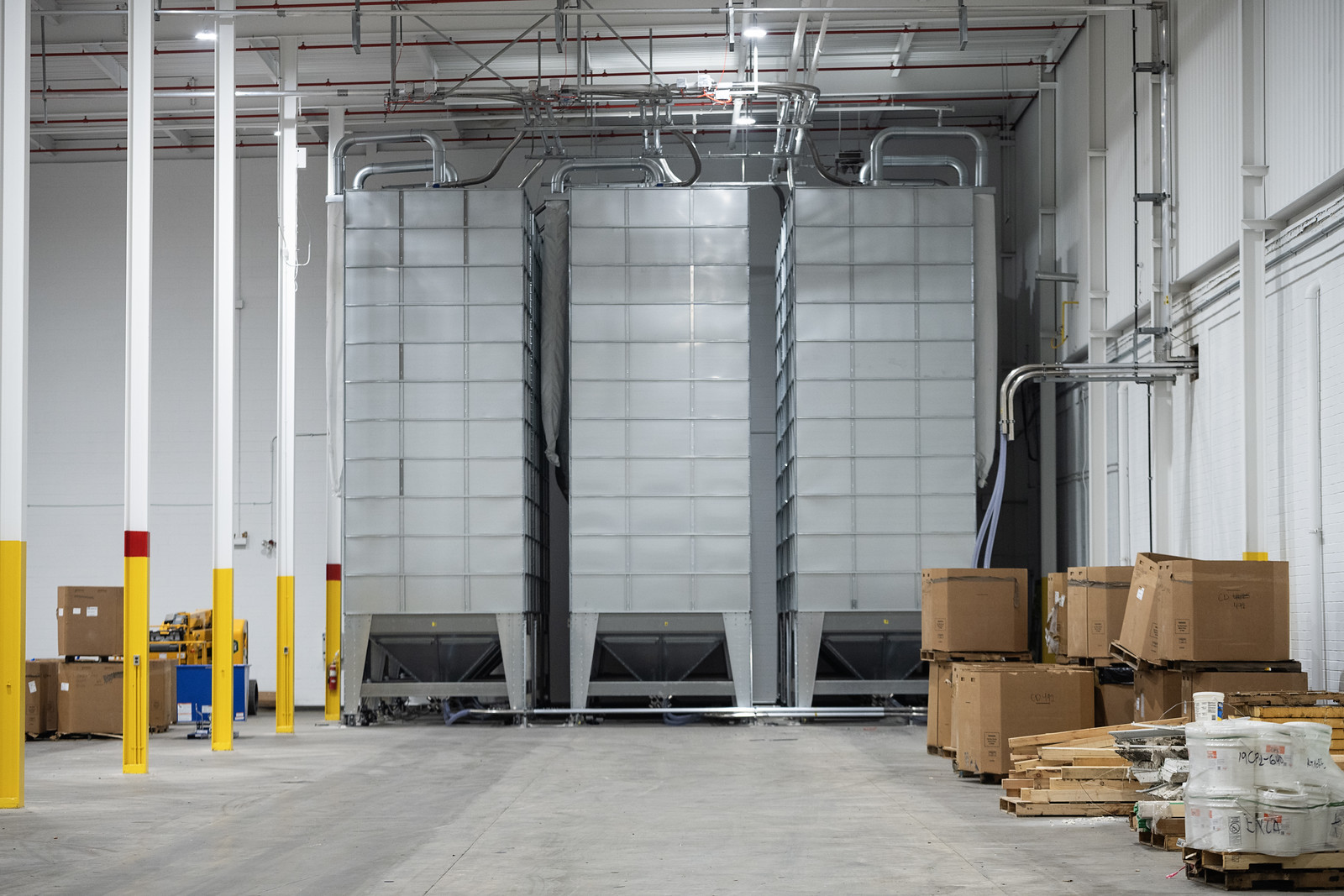 Resin storage silos inside the Alto, Georgia facility, feeding the production lines